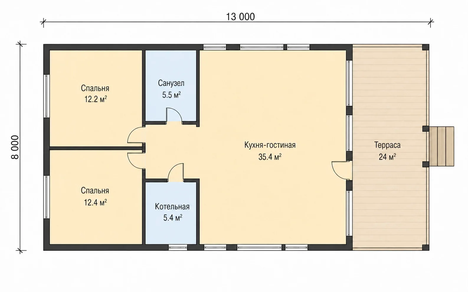 Планировка проекта «Фьорд 80» 80 м² с террасой